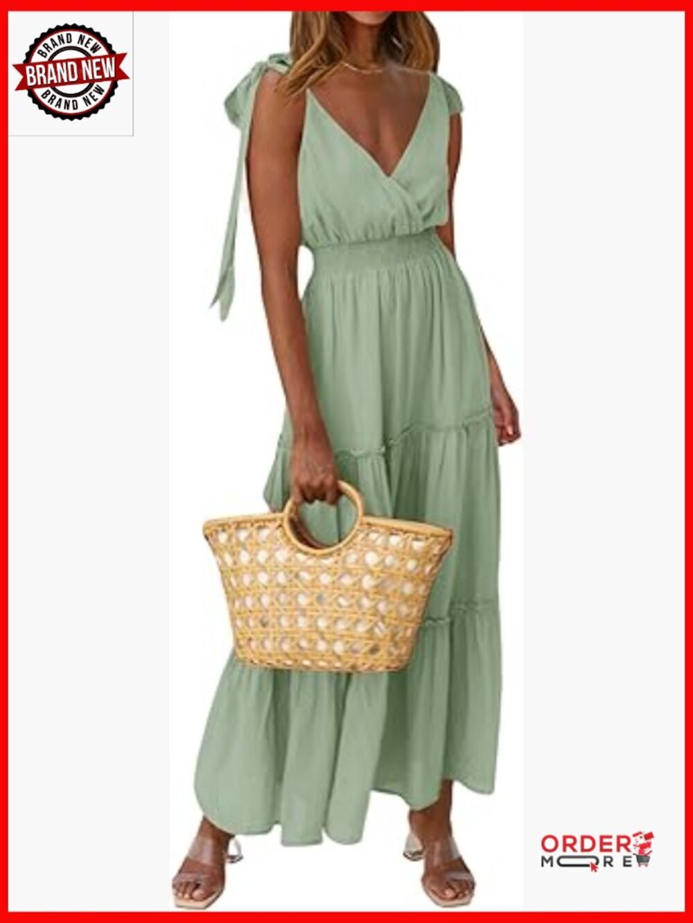 Sleeveless Tiered Maxi Dress Smocked Waist Tie Straps